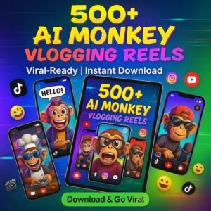 🐒 500+ Viral AI Monkey Vlogging Reels Bundle